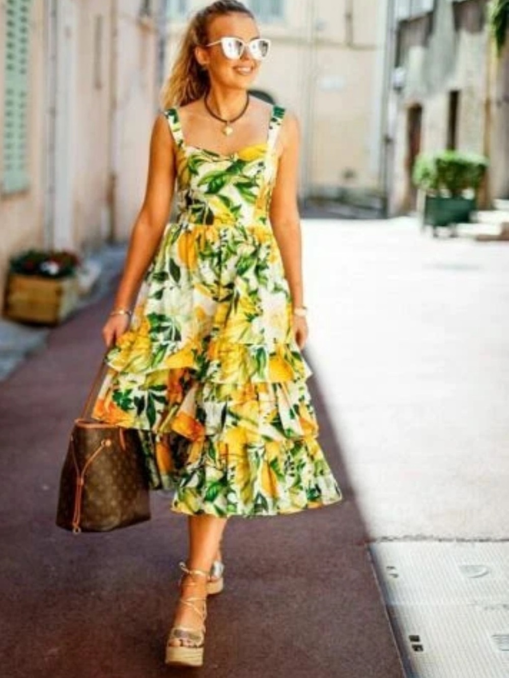 H&M poplin lemon print midi dress - Picture 5 of 10